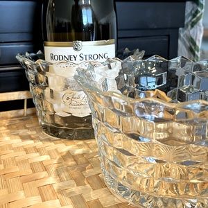 Vintage Fostoria American pressed glass wine coaster — two available